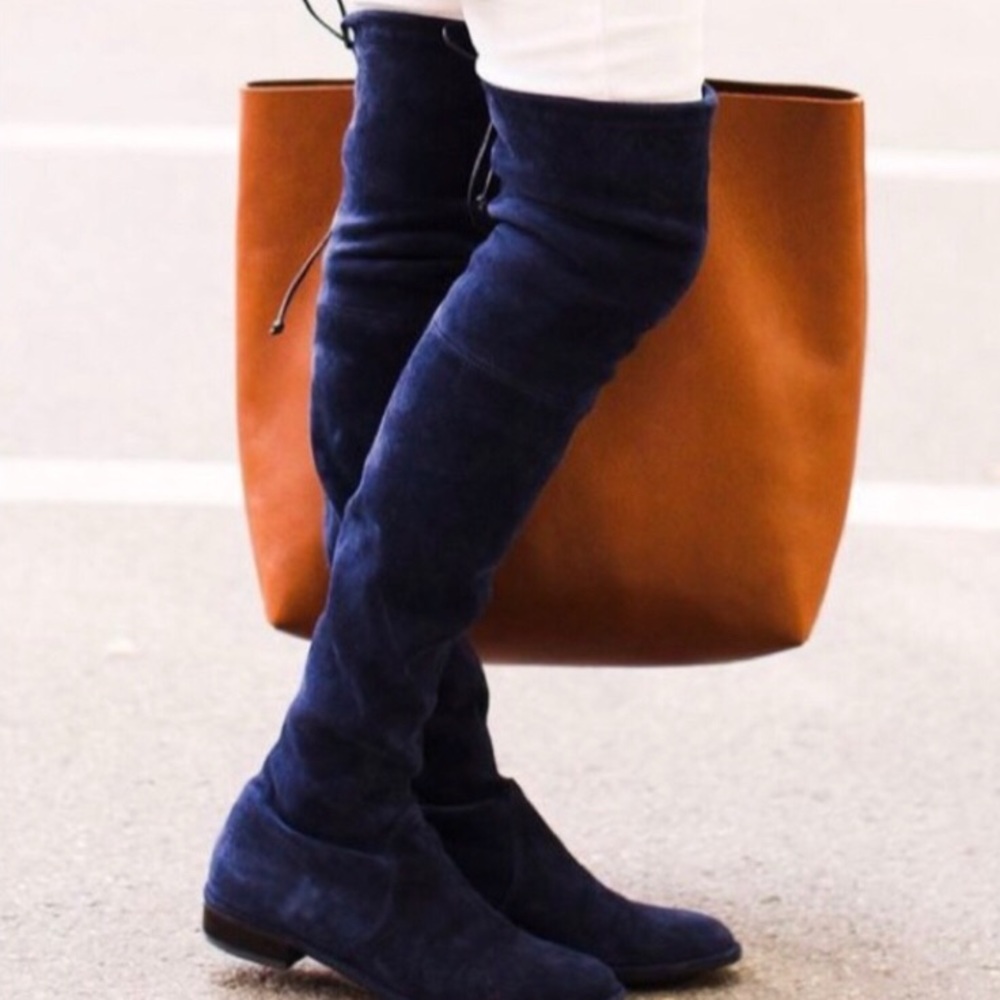 Stuart Weitzman Navy Lowlands. NWOT. WORN ONCE